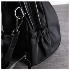 Girl Black Nylon Leather Satchel Rucksacks Womens School Backpack Purse Nylon Leather Travel Rucksack for Ladies
