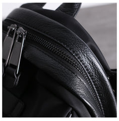 Girl Black Nylon Leather Satchel Rucksacks Womens School Backpack Purse Nylon Leather Travel Rucksack for Ladies
