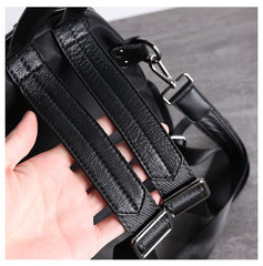 Girl Black Nylon Leather Satchel Rucksacks Womens School Backpack Purse Nylon Leather Travel Rucksack for Ladies