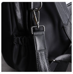 Girl Black Nylon Leather Satchel Rucksacks Womens School Backpack Purse Nylon Leather Travel Rucksack for Ladies