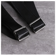 Girl Black Nylon Leather Satchel Rucksacks Womens School Backpack Purse Nylon Leather Travel Rucksack for Ladies