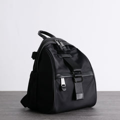 Girl Black Nylon Leather Satchel Rucksacks Womens School Backpack Purse Nylon Leather Travel Rucksack for Ladies