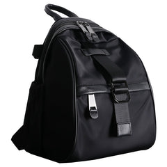 Girl Black Nylon Leather Satchel Rucksacks Womens School Backpack Purse Nylon Leather Travel Rucksack for Ladies