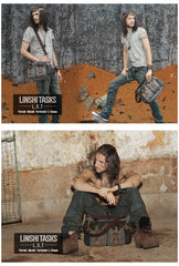 Gray Canvas Leather Mens Cool Side Bag Gray Messenger Bags Casual Courier Bags for Men