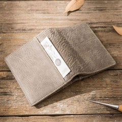 Gray Cool Leather Mens Small Wallet Bifold Vintage Slim billfold Wallet for Men