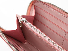 Gray Pink Womens Leather Zipper Long Wallet Phone Long Clutch Wallet for Women