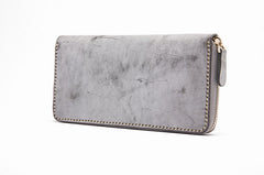 Gray Pink Womens Leather Zipper Long Wallet Phone Long Clutch Wallet for Women