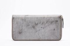 Gray Pink Womens Leather Zipper Long Wallet Phone Long Clutch Wallet for Women
