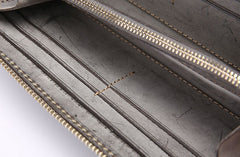 Gray Pink Womens Leather Zipper Long Wallet Phone Long Clutch Wallet for Women