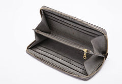 Gray Pink Womens Leather Zipper Long Wallet Phone Long Clutch Wallet for Women