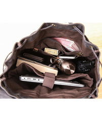 Gray Waxed Canvas Mens Large 15'' Laptop Backpack College Backpack Hiking Backpack for Men