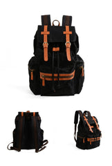 Gray Waxed Canvas Mens Waterproof Large 14‘’ Hiking Backpack Travel Backpack Computer Backpack College Backpack for Men