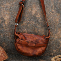 Coffee Leather Womens Saddle Shoulder Bags Saddle Vintage Crossbody Purse for Women