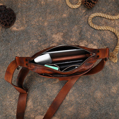 Brown Leather Womens Saddle Shoulder Bags Saddle Vintage Crossbody Purse for Women