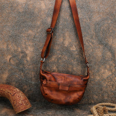 Brown Leather Womens Saddle Shoulder Bags Saddle Vintage Crossbody Purse for Women