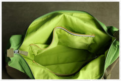 Green Womens Nylon Shoulder Handbag Womens Nylon Contrast Color Shoulder Work Purse Nylon for Ladies