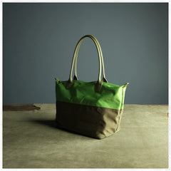 Green Womens Nylon Shoulder Handbag Womens Nylon Contrast Color Shoulder Work Purse Nylon for Ladies