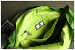 Green Womens Nylon Shoulder Handbag Womens Nylon Contrast Color Shoulder Work Purse Nylon for Ladies