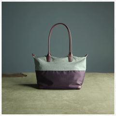 Green Womens Nylon Shoulder Handbag Womens Nylon Contrast Color Shoulder Work Purse Nylon for Ladies