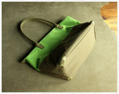 Green Womens Nylon Shoulder Handbag Womens Nylon Contrast Color Shoulder Work Purse Nylon for Ladies