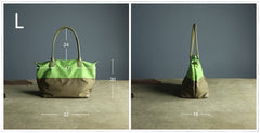 Green Womens Nylon Shoulder Handbag Womens Nylon Contrast Color Shoulder Work Purse Nylon for Ladies