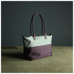 Purple Womens Nylon Shoulder Handbag Womens Nylon Contrast Color Purple Shoulder Work Purse Nylon for Ladies