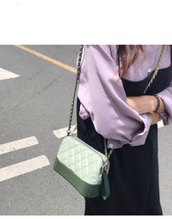 Green Leather Women Chain Shoulder Bag Wristlet Bag For Women