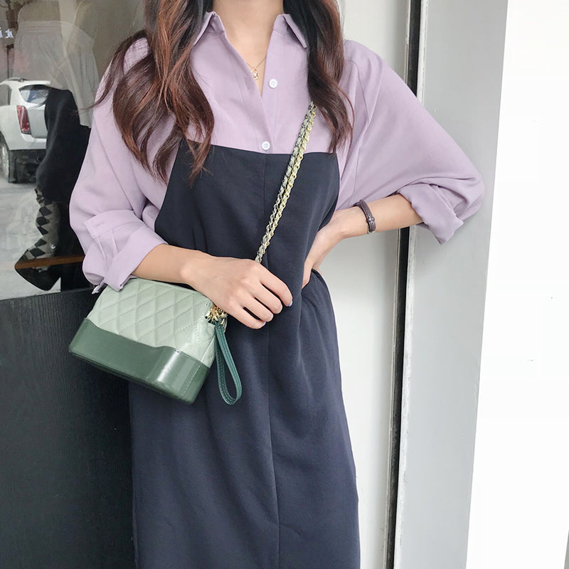 Green Leather Women Chain Shoulder Bag Wristlet Bag For Women