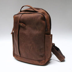 Green Mens Leather Backpack Travel Backpacks Laptop Backpack for men