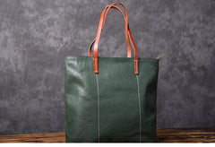 Green Women Leather Small Tote Bag Shopper Bag For Women