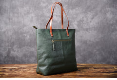 Green Women Leather Small Tote Bag Shopper Bag For Women