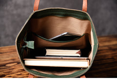 Green Women Leather Small Tote Bag Shopper Bag For Women