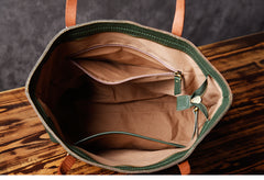 Green Women Leather Small Tote Bag Shopper Bag For Women