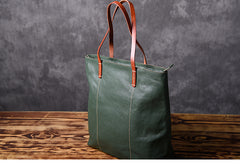 Green Women Leather Small Tote Bag Shopper Bag For Women