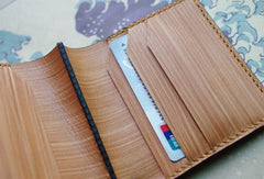 Handmade men wallet vintage flower&Cryprinus carpiod leather billfold wallet for women/men - EverHandmade