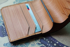Handmade men wallet vintage flower&Cryprinus carpiod leather billfold wallet for women/men - EverHandmade