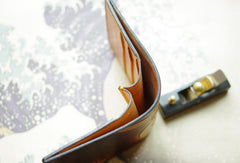 Handmade men wallet vintage hand carved prajna ghost leather billfold wallet for men