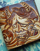 Handmade men wallet vintage hand carved prajna ghost leather billfold wallet for men - EverHandmade