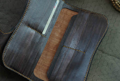 Handmade biker wallet vintage carved Ganesha&Cryprinus carpiod leather biker wallet for men