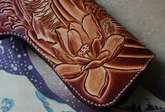 Handmade biker wallet vintage hand painting Sakyamuni leather biker wallet for men