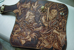 Handmade biker wallet vintage hand painting Acalanatha leather biker wallet for men