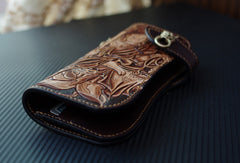 Handmade biker wallet vintage hand painting Acalanatha leather biker wallet for men