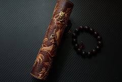Handmade biker wallet vintage hand painting Acalanatha leather biker wallet for men