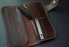Handmade biker wallet vintage hand painting Acalanatha leather biker wallet for men