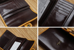 Handamde Leather Cute billfold Long Slim Wallet Bifold Clutch Cards Wallet Purse For Women Girl