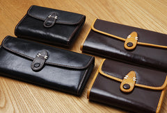 Handamde Leather Cute billfold Long Slim Wallet Bifold Clutch Cards Wallet Purse For Women Girl