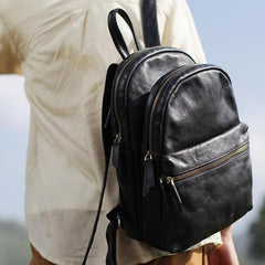 Womens Black Backpack Purse Leather Book Bag Purse - Annie Jewel