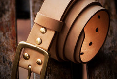 Handmade leather Beige gift Leather tooled men vintage men belt - EverHandmade