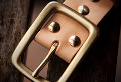 Handmade leather Beige gift Leather tooled men vintage men belt - EverHandmade