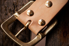 Handmade leather Beige gift Leather tooled men vintage men belt - EverHandmade